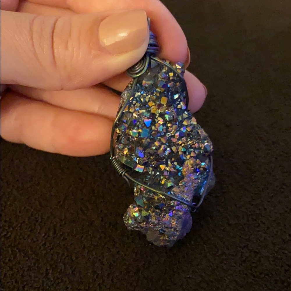 Titanium Rainbow Aura Quartz Crystal Pendant